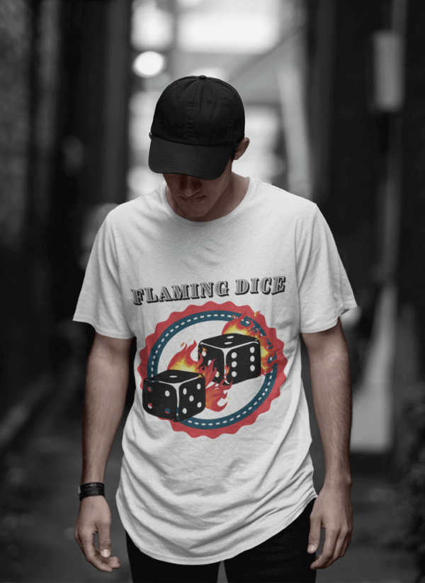 Flaming Dice Print Shirt Men