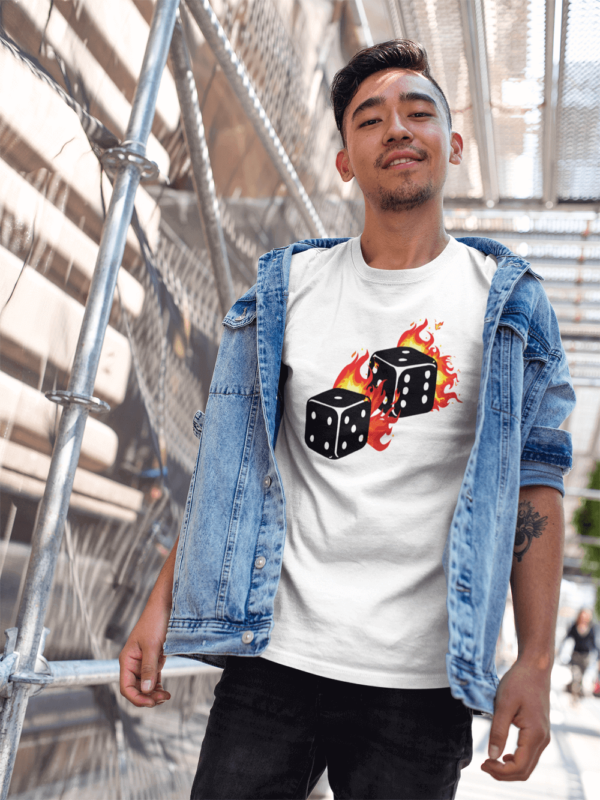Flaming Dice Print Shirt Men