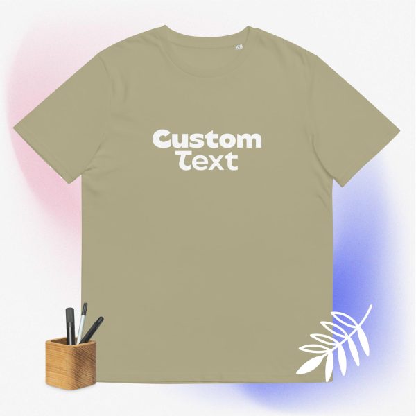 Sage custom shirt with a cool and dinamic background and some pencils that symbolize how this t-shirt is customizable and can be bought with your custom design printed on it.
