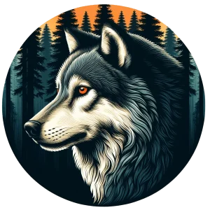Alpha Wolf-Shirt-This-design-features-a-beautifully-detailed-profile-view-of-a-lone-wolf-set-against-the-b