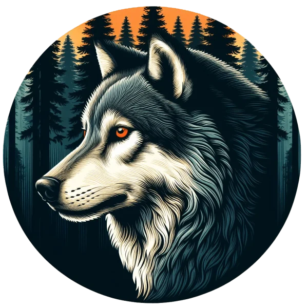 Alpha Wolf-Shirt-This-design-features-a-beautifully-detailed-profile-view-of-a-lone-wolf-set-against-the-b