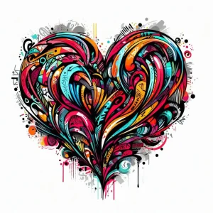 Stylish and colorful heart design, graffitti