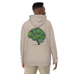 Eco concious green brain tree sustainable fashion organic cotton hoodie