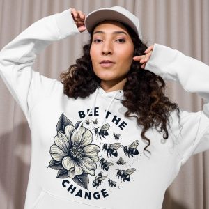 Bee the change sustainable fashion organic cotton hoodie