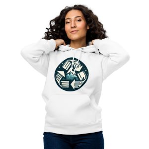 Sustainable fashion eco concious organic cotton recycling circle hoodie