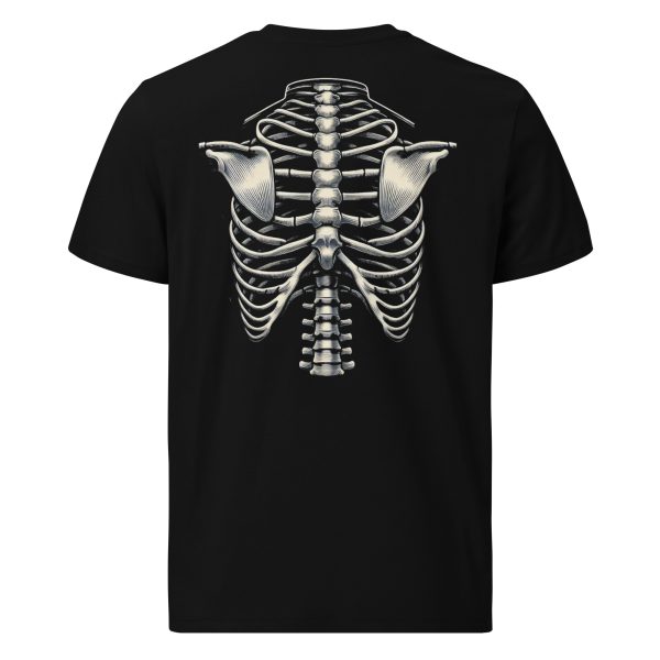 Back ribs skeleton t-shirt. black organic cotton