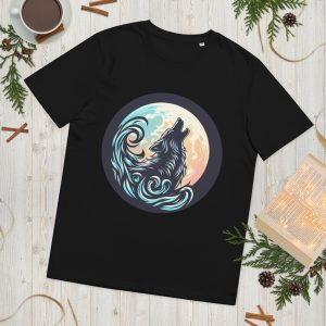 Mystic wolf howl black organic t-shirt