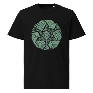 Sustainable fashion eco concious organic cotton recycling circle plant inspired t-shirt