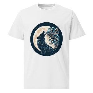 Wolf white t-shirt with design on the front